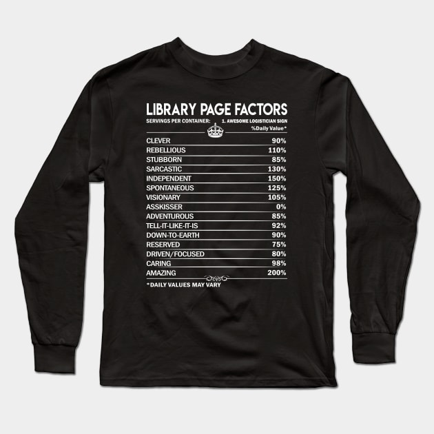 Library Page T Shirt - Library Page Factors Daily Gift Item Tee Long Sleeve T-Shirt by Jolly358